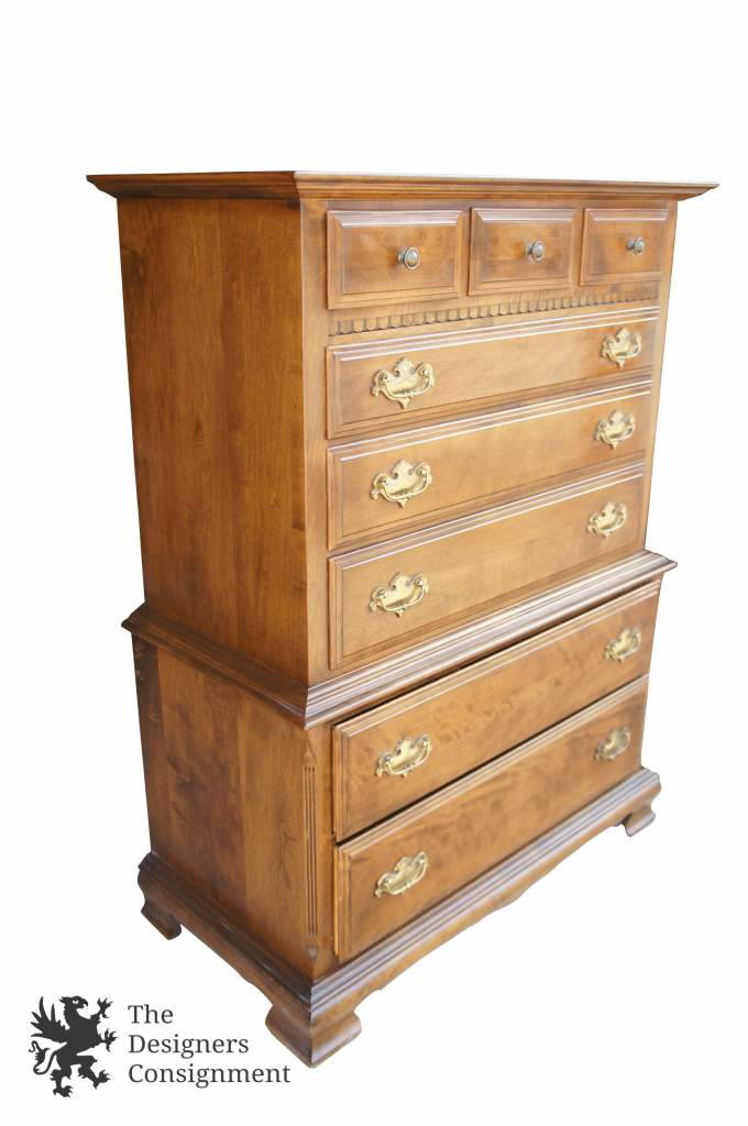 Ethan Allen Classic Manor Highboy Chest of Drawers Colonial Style Maple